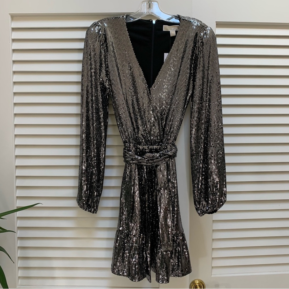 Michael Kors silver and black metallic dress